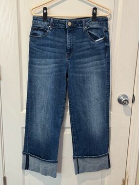 Kut from the Kloth Cropped Straight-Leg Jeans in Dark Blue